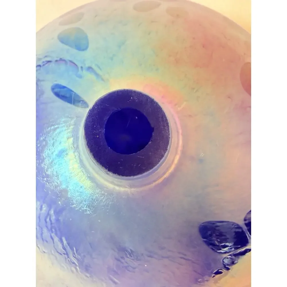 Iridescent Hand Blown Glass Blue & Purple Color Oil Lamp